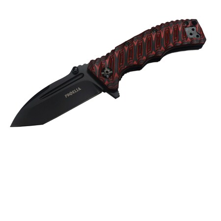 Proelia Proelia TX011 Folder 3.36 in Black Tanto Blade Red-Blk G-10 TX011RBK